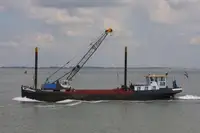 Crane barge dredger work boat